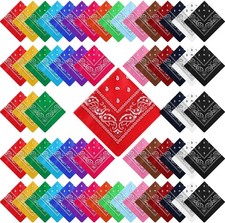 100 Pack Bandanas Unisex Paisley Bulk Multi Purpose Multicolor