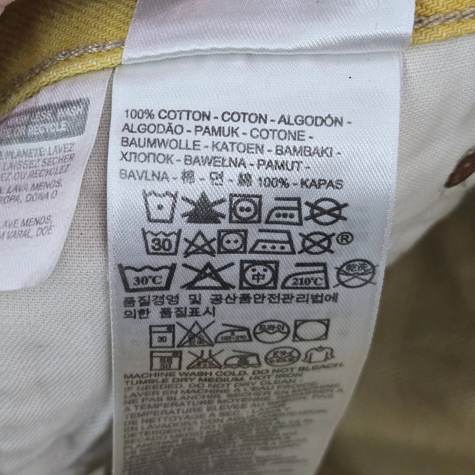 Levi's 501 мужчин джинсы 38 X 32 желтый оригинальный крой прямые штанины кнопка мухи саржи 28» - Изображение 3 из 4