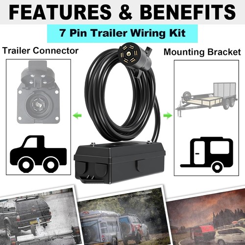 7 Pin Trailer Wiring Harness Kit 6 Feet, 7 Gang Waterproof Junction Box with Hea - Picture 27 of 27