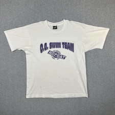 Vtg Fruit Of The Loom Best L White Single Stitch Shirt USA Made O.G. Swim Team