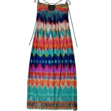 HeartSoul Halter Top Maxi Dress Womens Sz L Beaded Accent Built In Bra Bohemian