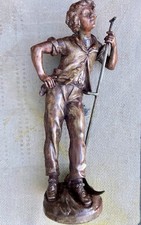 Lady In Spelter Material Featured Woman’s Land Army Holding Scythe