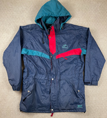 Vintage Helly Hansen Parka Adult Size Medium Full Zip Ski Jacket Hooded Blue