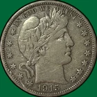 1915-D Barber Half Dollar Very Fine VF Coin, Scratch #35339