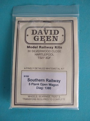 David Geen 4 mm Spurweite OO Weißmetall-Kit Southern Rly 5 Planken offener Wagen Durchmesser 1380