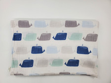 Cloud Island Whale Baby Blanket Blue Gray Whale Swaddle Cotton Nautical B65