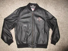 SO-CAL SPEED SHOP BLACK LEATHER BOMBER JACKET MEN 2XL EMBROIDERED SERVICE LOGO