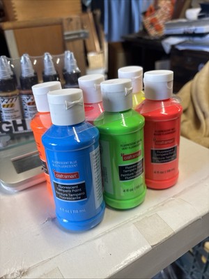 CRAFT SMART Fluorescent Tempera Paint Set Of 6 Colors 4 oz   Bottles NEW