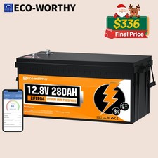 ECO-WORTHY 12V 280Ah 3584Wh Bluetooth LiFePO4 Lithium Battery For RV Home