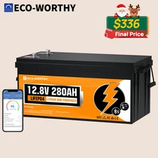 ECO-WORTHY 12V 280Ah 3584Wh Bluetooth LiFePO4 Lithium Battery For RV Home