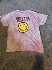 Nirvana Tie Die Pink Shirt Smiley Size XL