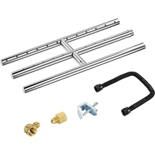 Gas Fire Pit Steel H-Burner 12x6 Inches Indoor Outdoor Fireplace Decor