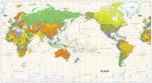 Pacific-Centered World 1549 x 851mm Wall Map - Picture 1 of 1