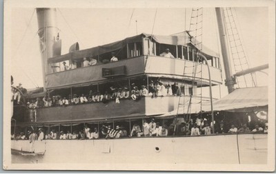Steam Ship Transport Philippines Coat of Arms Service Men U.S. Colony RPPC PC