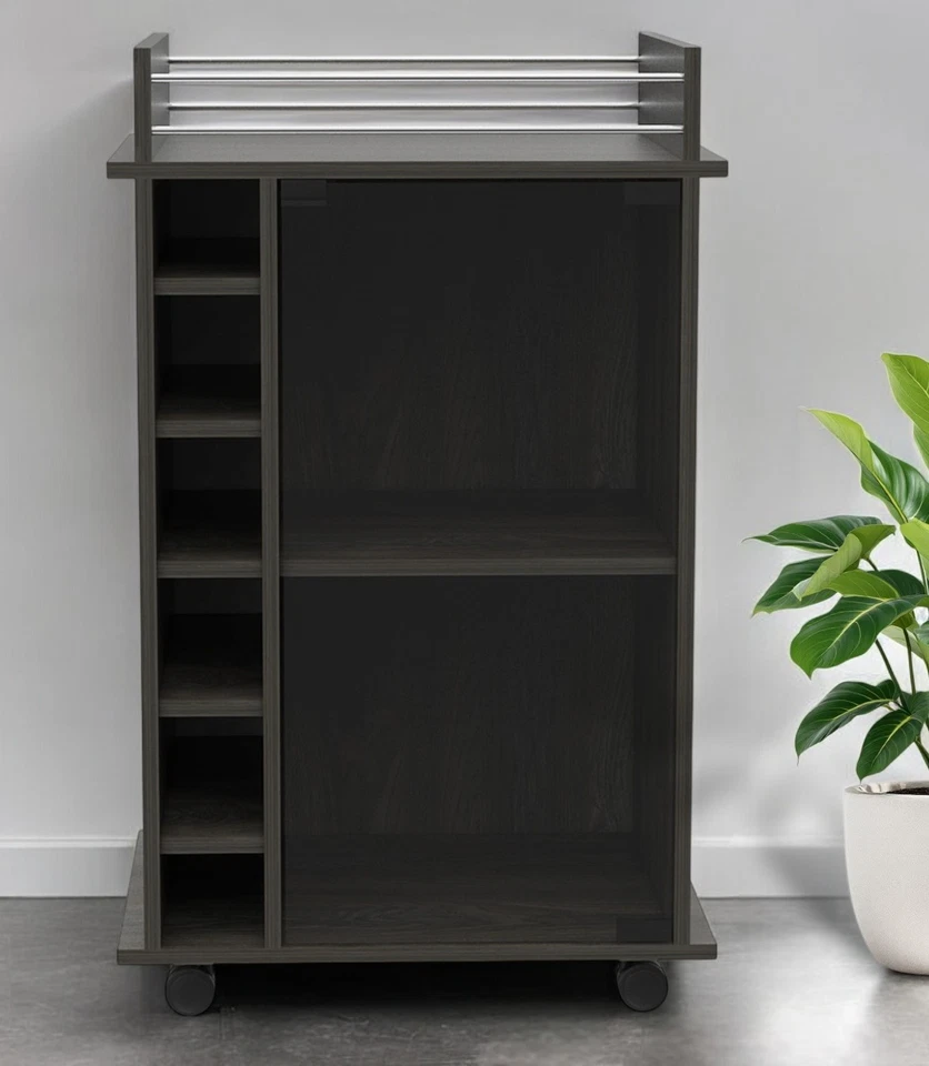 Carrinho rolante de madeira espresso 22" com armazenamento de vinho - Imagem 3 de 4