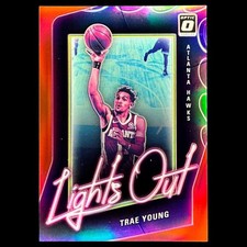TRAE YOUNG 2020-21 PANINI DONRUSS OPTIC RED LIGHTS OUT INSERT /99 #4 SSP HAWKS