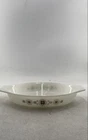 Vintage Pyrex White Brown Town & Country Divided Vegetable Casserole Dish