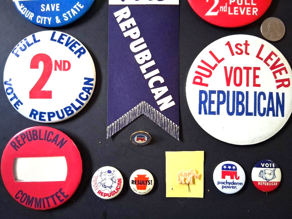 UNIQUE 12 pc Republican 1950's - 2000's Political pinback pin back ...