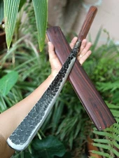 Handmade Machete Hunting Camping knife 13.6” Railroad steel forged, Rosewood