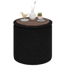 Stool with Storage Round, Soft Boucle Stool, Folding, as Coffee Table...