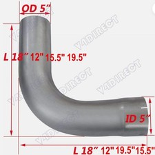 Aluminized 5 Idod X 12 15.5 18 19.5arms 90 Degree Exhaust Elbow Semi Truck