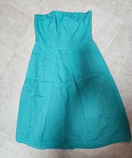 Lot 2 J.Crew Strapless Seersucker Cotton Dress Sz 2 1-Pink & 1-Turquoise Pleated