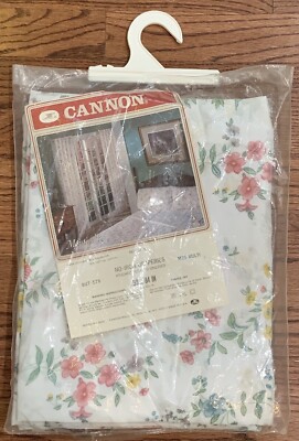 NOS Vintage Cannon No Iron Draperies Drape Set Pinch Pleat 50 X 84 Floral Print