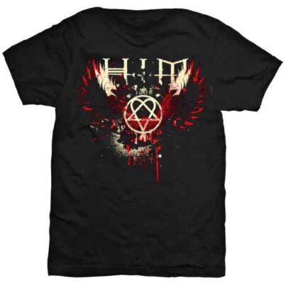 HIM Wings Splatter T-Shirt Black New