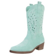Damen Cowboyboots mit Reißverschluss Ital-Design 6355 in Türkis