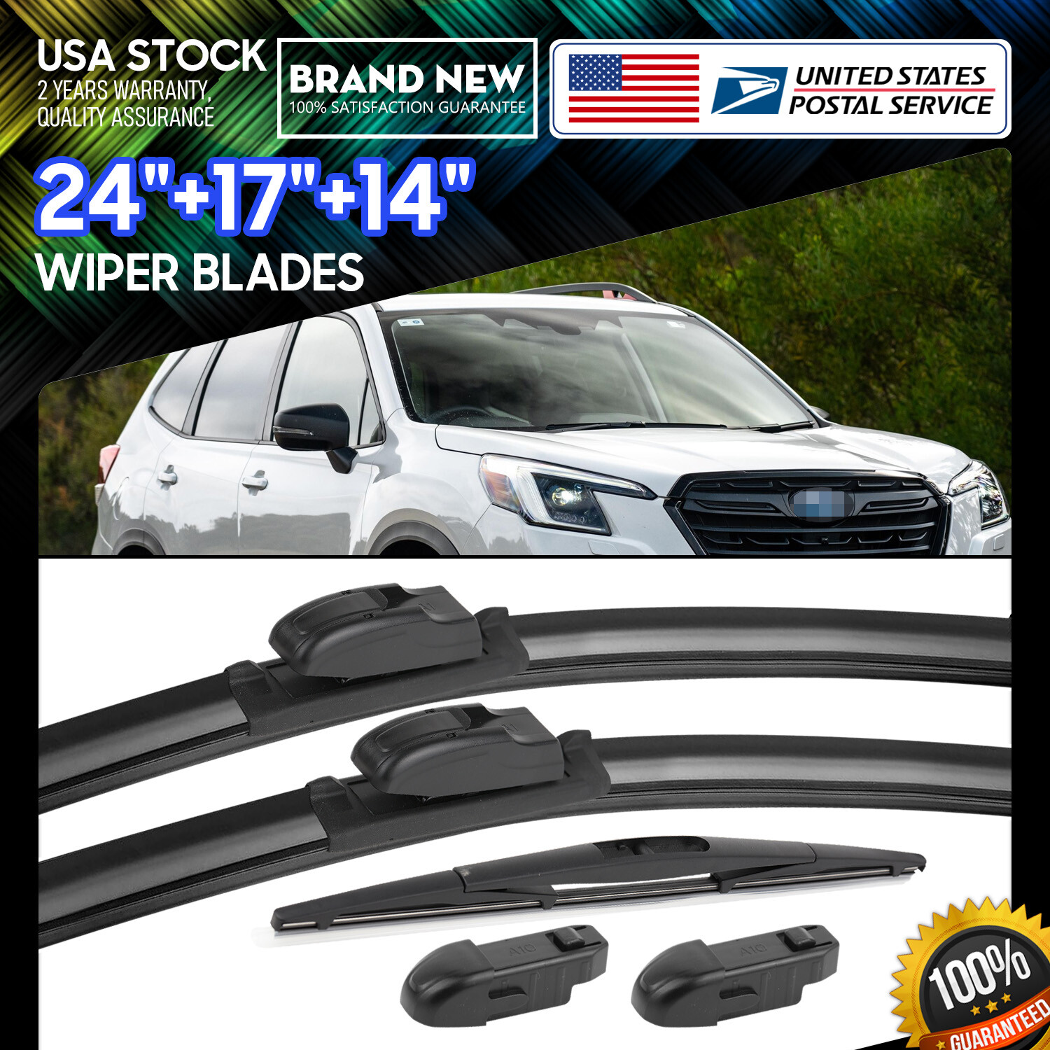 Premium Bracketless Windshield Wiper Blades 26 16 12 Inch All-Season Set