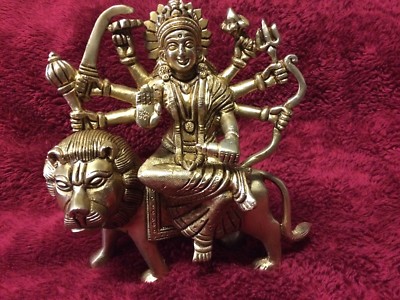 Durga Brass Statue - Hindu Goddess FREE SHIPPING (7'' tall)