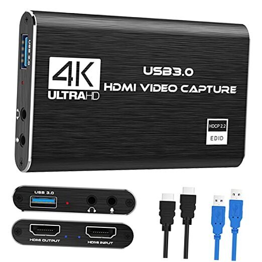 Game Capture Card USB 3.0 Video Card HD 1080P HDMI Video Recording with Black