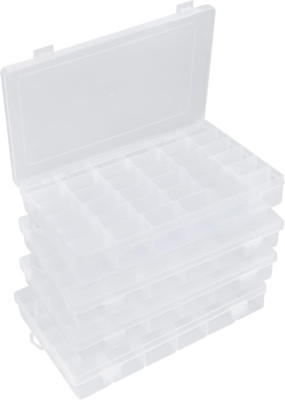 Bead Organizer 36 Grids 4 Pack Clear Plastic Parts Organizer Box 3600 Tackle Box