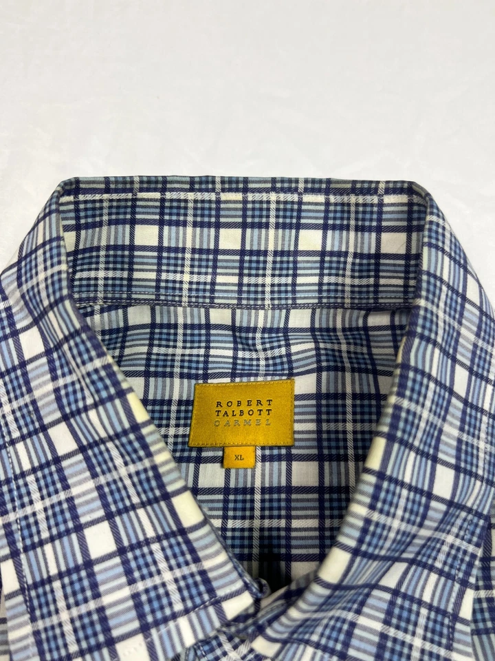 Camisa de vestir Robert Talbott azul a cuadros manga larga algodón para hombre XL bonita. Foto 3 de 4