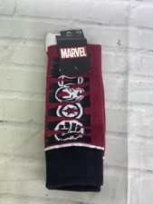 Marvel Avengers Spell Out Logo Character Mens Crew Novelty Socks 1 Pair NEW