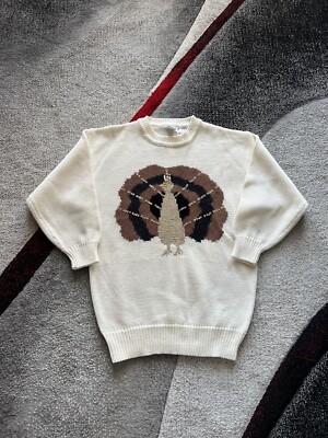 OUI Designer Collection Peacock Ivory Sweater M