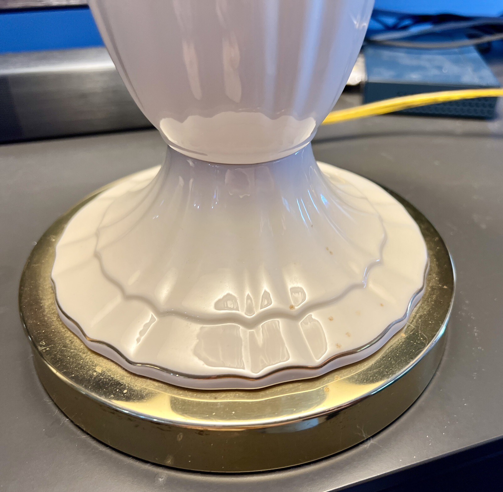 Pair of Lenox Lamps Original Finials 28"H Bone China Urn Body Brass