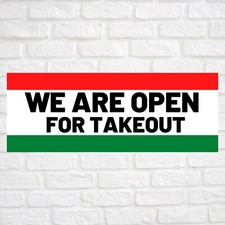 WE ARE OPEN FOR TAKEOUT Advertising Vinyl Banner Flag Sign Many Sizes Available