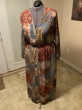It’s Fashion Woman Lined Bohemian Chiffon Maxi Dress Elastic Waist  Size 2X NWT