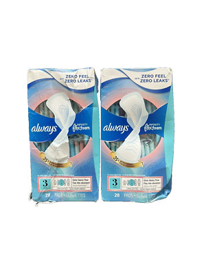 Always Infinity FlexFoam Pads, Size 3, Extra Heavy Flow, Unscented 2 Pack 56 Ct