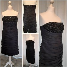 ALEXON BLACK BEADED SHORT CRUISE EVENING DRESS RRP £150 SIZE 14 Worn Once