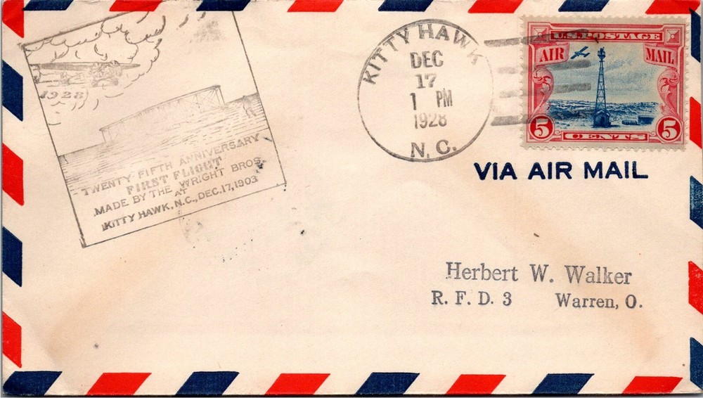 GOLDPATH: US AIR MAIL 1928, FIRST FLIGHT, KITTY HAWK, NC CV664_P03