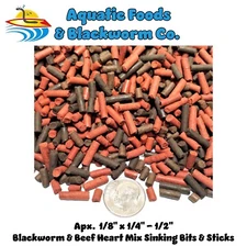Blackworm & Beef Heart Mix Bit/Sticks, For Discus, Cichlids, Carnivores and More