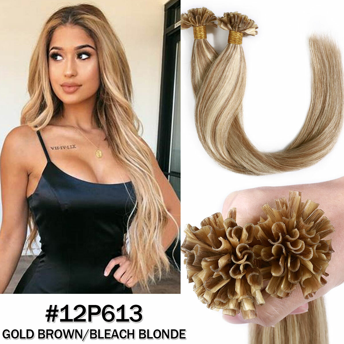 200G 200S Fusion Extensiones de Cabello Humano Remy GRUESAS para Uñas de Queratina Preadjuntas