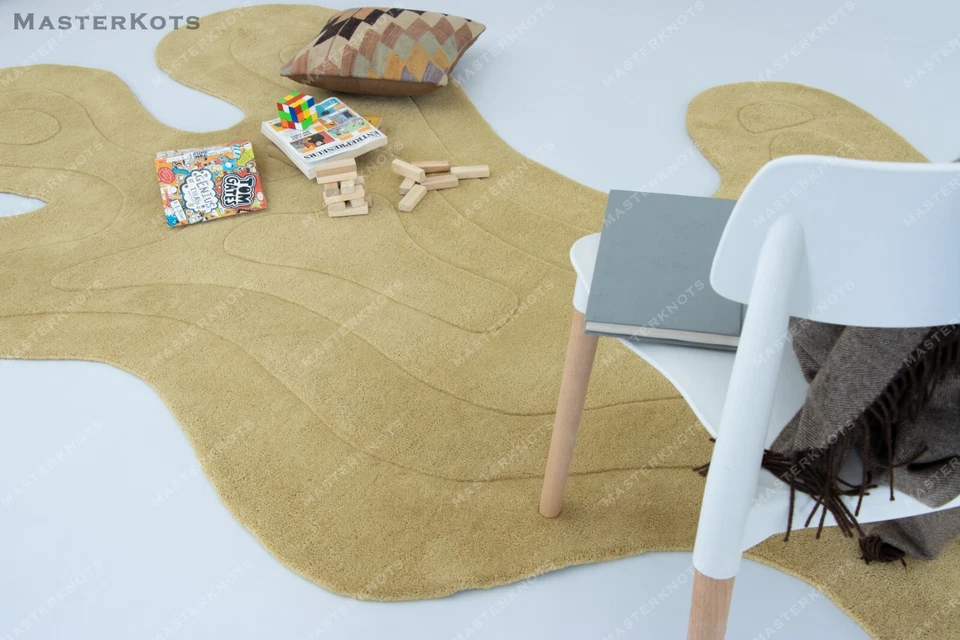 Amoeba 1 - Muted Green, Handgetuftet 100% Wolle Weich Bereich Teppich - Bild 3 von 4