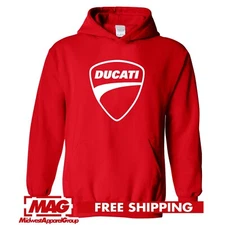 DUCATI RED HOODIE Red Logo Motorcycle Racing Sport Rally Bike Sweatshirt MotoGp