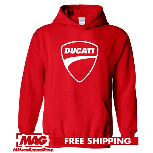 DUCATI RED HOODIE Red Logo Motorcycle Racing Sport Rally Bike Sweatshirt MotoGp - 第 1/3 張圖片