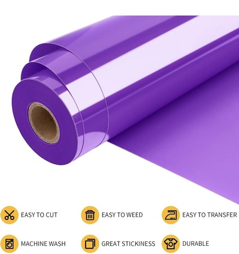 Heat Transfer Vinyl-12” x 35ft Purple Iron on Vinyl Roll for Shirts, HTV... - Picture 4 of 6