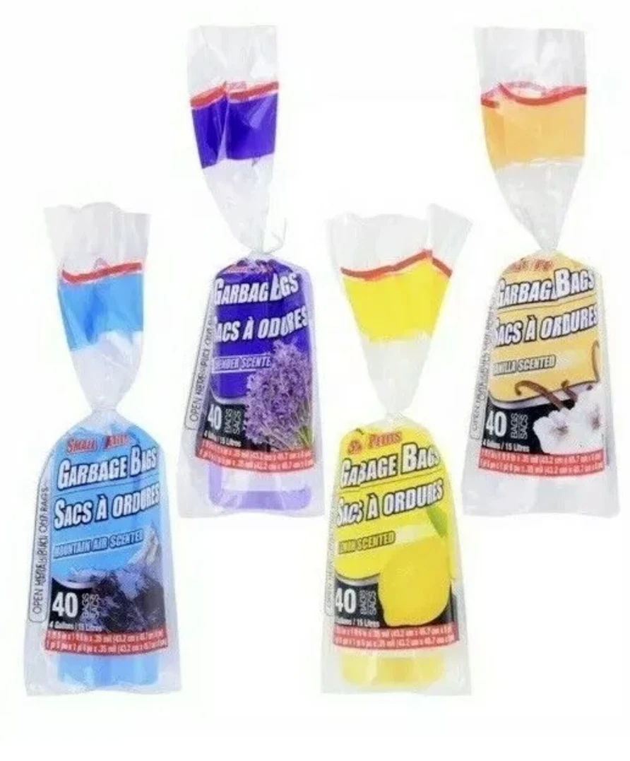 4-Gallon Scented Trash Bags, 40-ct. Packs/ Vanilla, Lemon,lavander,Mountain