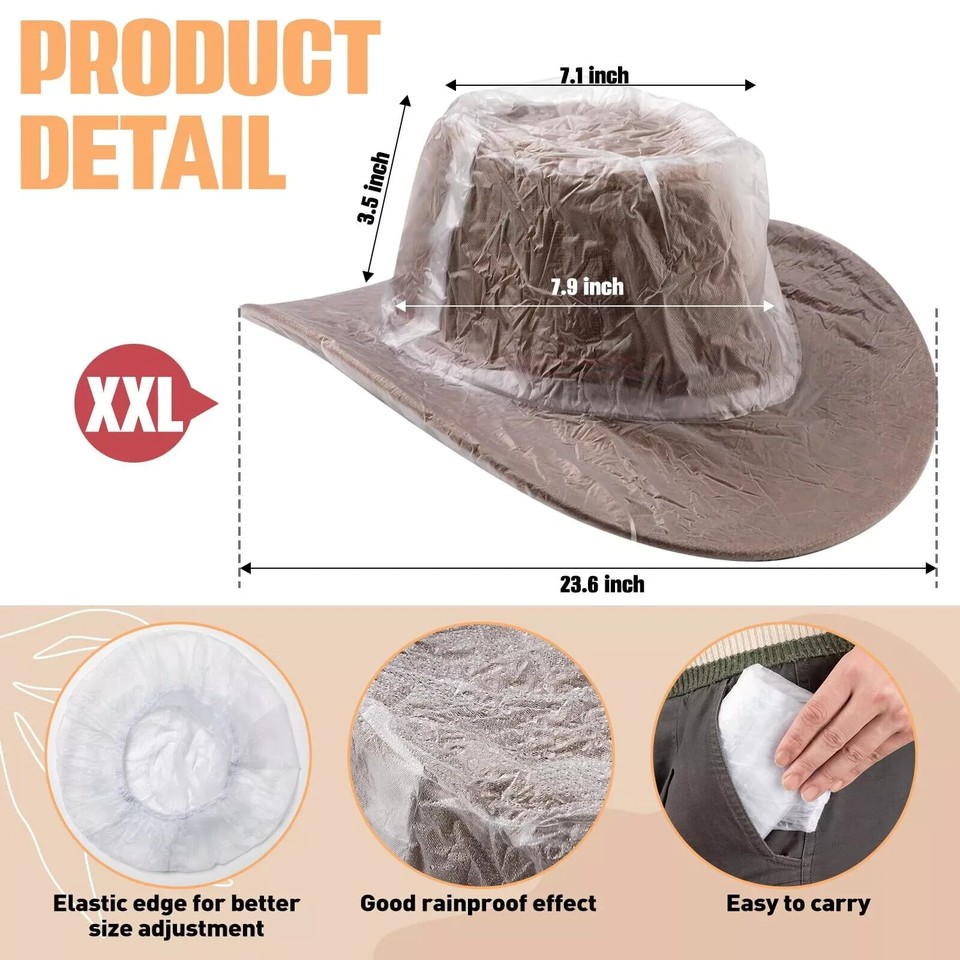 6 Pack Plastic Cowboy Hat Cover Waterproof Hat Protector Covers for ...